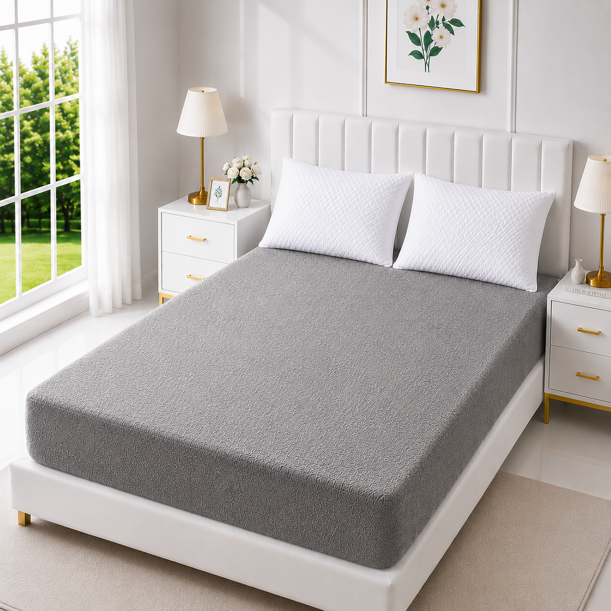 Terry Cotton Waterproof Mattress Cover — Grey